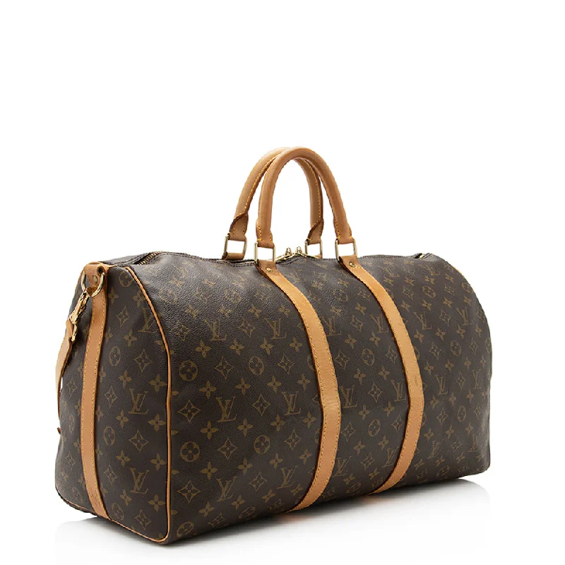 LV Black and Gold Bag -Louis Vuitton Vintage Monogram Canvas Keepall Bandouliere 50 Duffel Bag - FINAL SALE (SHF-20312)