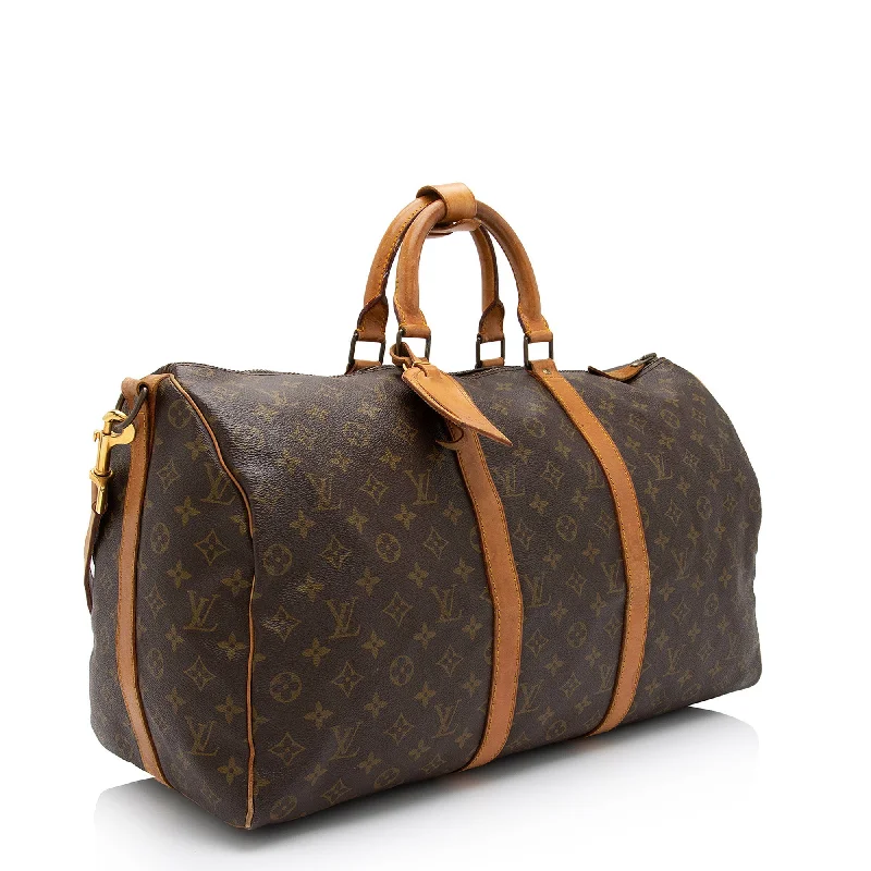 LV Sophisticated Fashion Bag -Louis Vuitton Vintage Monogram Canvas Keepall Bandouliere 50 Duffle Bag (SHF-3GGL8o)