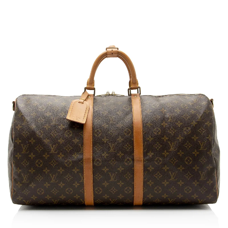 LV Timeless Handbag -Louis Vuitton Vintage Monogram Canvas Keepall Bandouliere 55 Duffle Bag (SHF-XbrDc4)